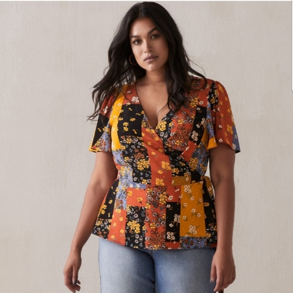 Floral Print Wrap Blouse